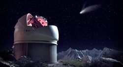 Artists impression of the completed NEOSTEL flyeye telescope.jpg