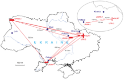 UTR-2, GURT, and URAN arrays on the map of Ukraine.png
