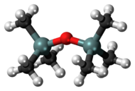 Ball-and-stick model of the hexamethyldisiloxane molecule