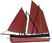 A sailing Fifie, showing the main dipping lug and the mizzen standing lug.