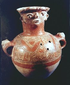 Maya civilization funerary urn figure vase