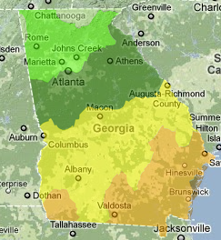 2009 Plantmaps Hardiness Zone Map for Georgia