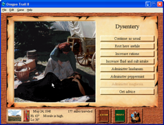 A screenshot from the Windows version of Oregon Trail II.