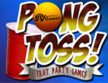 The logo depicts the game's name using the ping pong ball as an 'O', which itself has the logo of its developer on it. Behind the logo is a red cup.