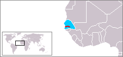 Location of Senegambia in Western Africa.   Senegal         The Gambia