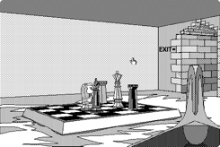 A screenshot from the Macintosh release of The Manhole game.