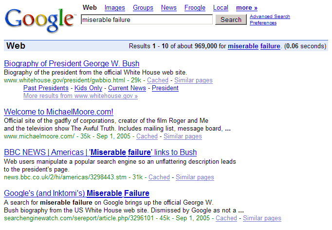 File:Google Bomb Miserable Failure.png