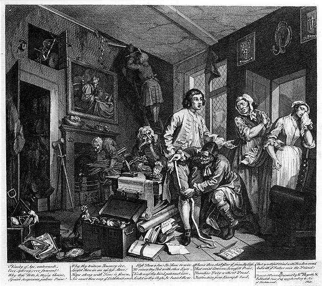 File:William Hogarth - A Rake's Progress - Plate 1 - The Young Heir Takes Possession Of The Miser's Effects.jpg