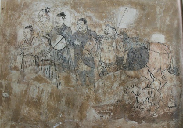 File:Going out, mural from Tomb in Aohan, Liao Dynasty.jpg