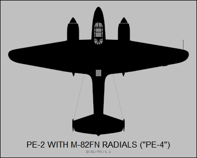 File:Petlyakov Pe-2 (M-82FN engines) top-view silhouette.png