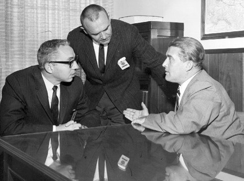File:Wernher von Braun confers with Brainerd Holmes and Nicholas Golovin Nov13 1961.gif
