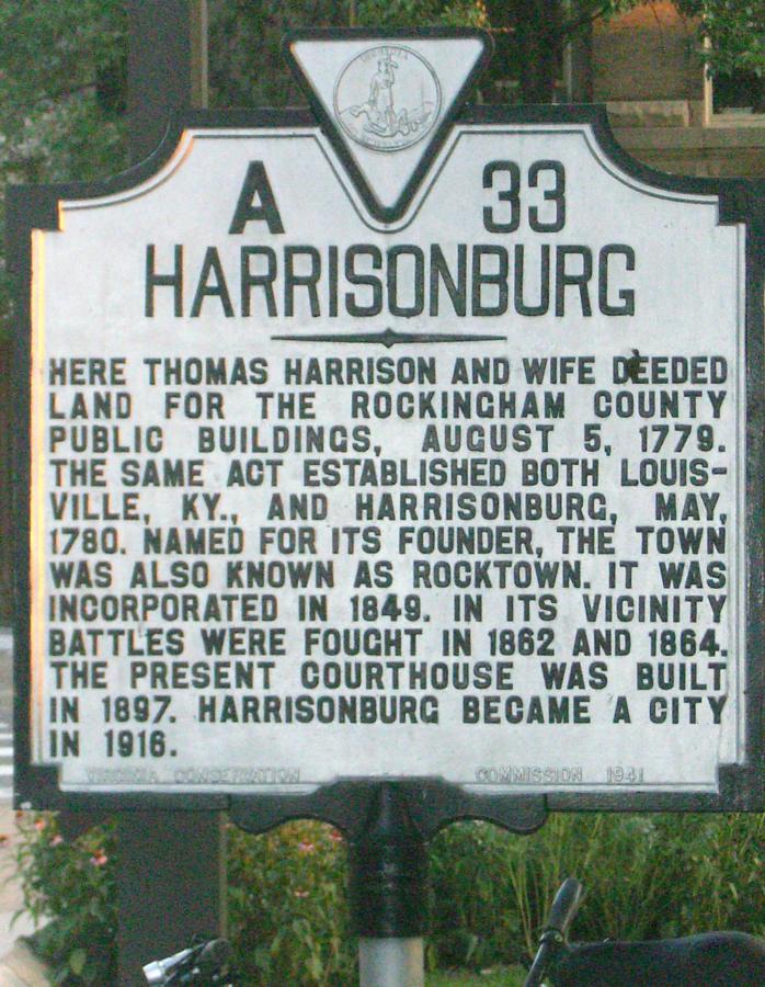 File:Historical marker A33 Court Square downtown Harrisonburg VA July