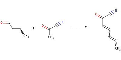 Aldol condensation of Acetyl cyanide.png
