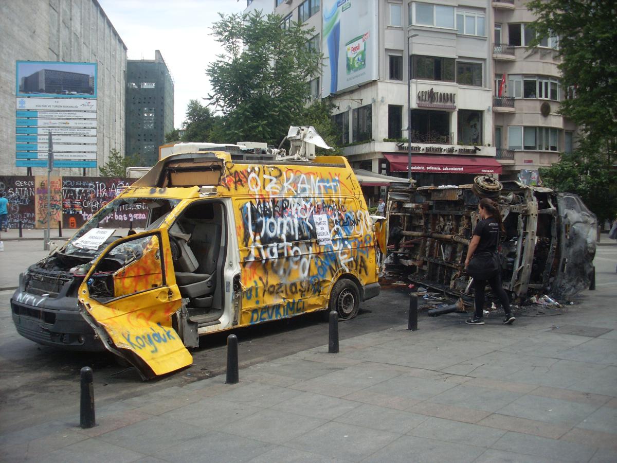 File Taksim Gezi Park Protests Damaged Ntv Broadcast Van And A