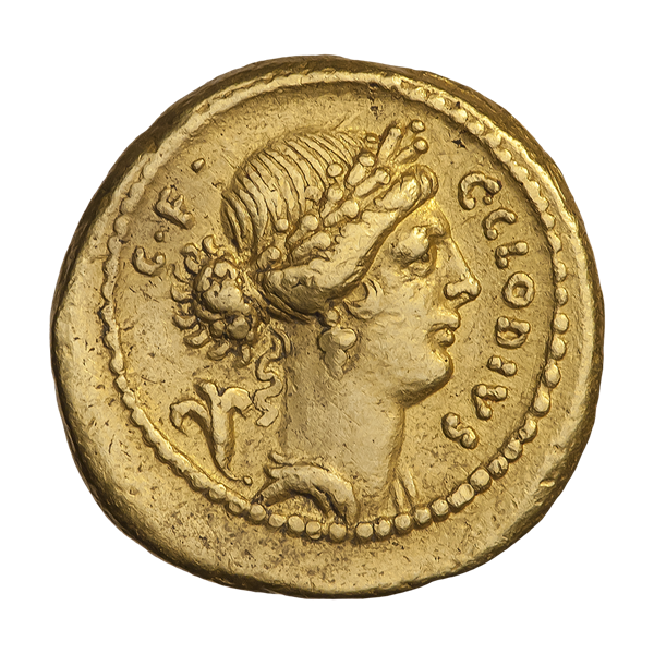 File:INC-3004-a Ауреус. Ок. 43—39 гг. до н. э. Монетарий Клодий Весталий (аверс).png