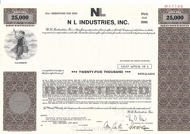 File:NL Industries (Dutch Boy Paint) Specimen Stock Certificate, c.1975.jpg