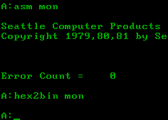 File:86-DOS running assembler and HEX2BIN (screenshot).png