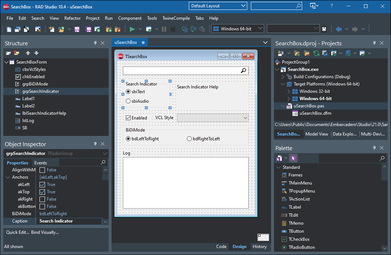 File:Screenshot of Delphi 10.4 IDE with VCL designer and Dark Theme.png