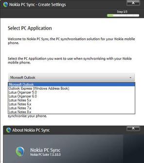 Software supported by Nokia PC Sync