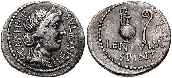 File:Gaius Cassius Longinus and Lentulus Spinther. 42 BC. AR Denarius.jpg