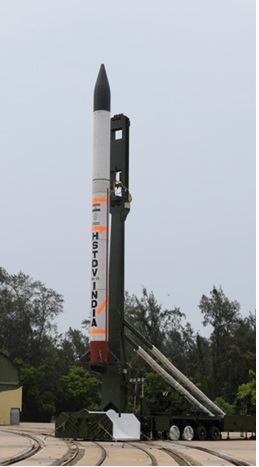 File:HSTDV mounted on solid booster stage, erected vertical at launch site.jpg