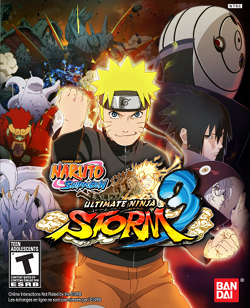 Naruto Game character in a fighting pose, surrounded by enemies