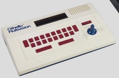 A white video game console