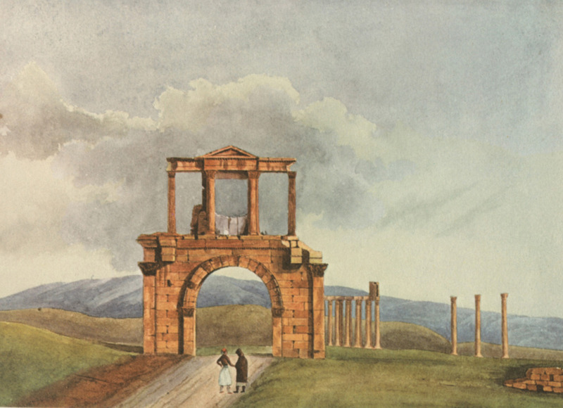 File:Athens The Kamaroporta (Hadrian's Arch) and the Temple of Olympian Zeus, from the west- Peytier Eugène - after 1834.jpg