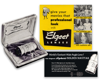 The Elgeet Golden Navitar 16mm Aspheric Wide Angle Lens shot and Advertisement from the 1950s.