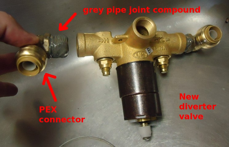 File:Shower project new diverter valve with connector about to be added.jpg