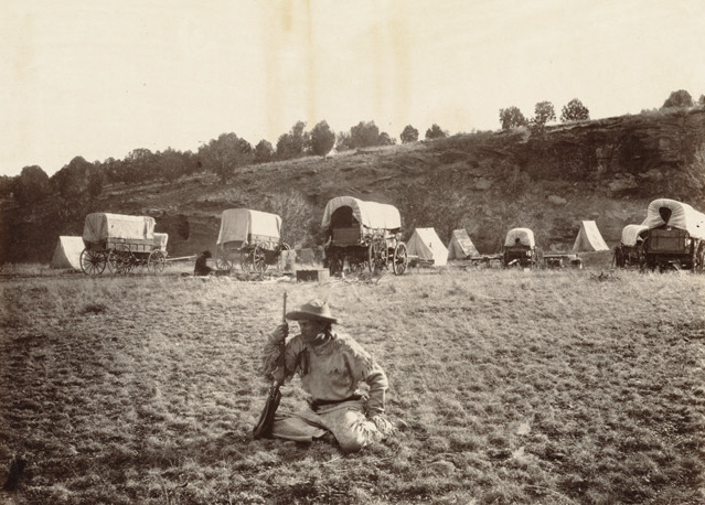 File:Camp of surverying party at Russel's Tank, Arizona, on eastern slope of Laja Range, 1,271 miles from Missouri River. (Boston Public Library) (cropped).jpg