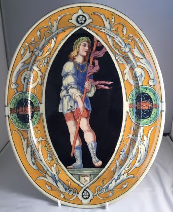 File:Minton tin-glaze Majolica oval plate decorated by Thomas Kirkby in Renaissance style after Mantegna original.jpg