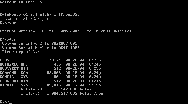 File:FreeDOS Beta 9 pre-release5 (command line interface) on Bochs sshot20040912.png