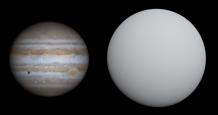 CoRoT-16 (white) compared to Jupiter using the best radius estimate.
