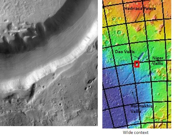 Dao Vallis, as seen by THEMIS. Click on image to see relationship of Dao Vallis to other nearby features
