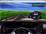 A screenshot from the Window version of Mavis Beacon Teaches Typing showing a typing game that features car racing