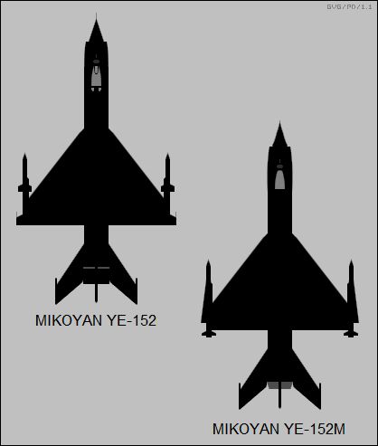File:Mikoyan-Gurevich Ye-152 and Ye-152M top-view silhouette comparison.jpg