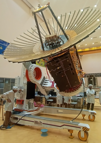 File:RISAT-2BR1 with its Radial Rib Antenna deployed.png