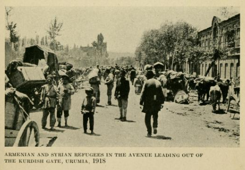 File:Armenian and Assyrian refugees in the avenue leading out of the Kurdish Gate, Urmia, 1918.png