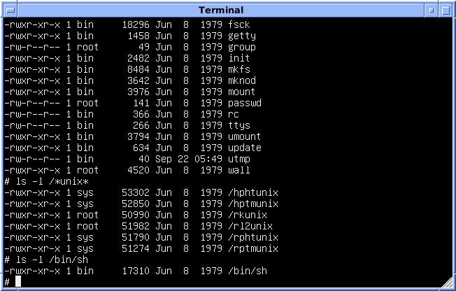File:Version 7 UNIX SIMH PDP11 Kernels Shell.png
