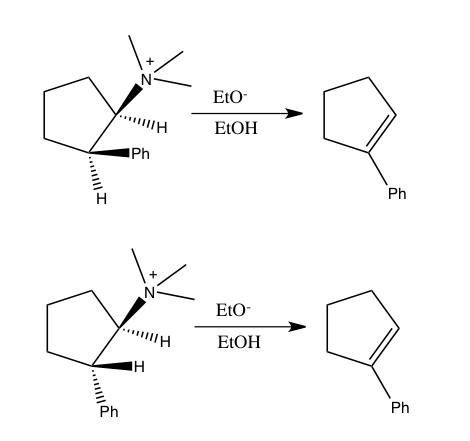 Elimination reactions of 2-phenylcyclopentyltrimethylammonium isomers.png