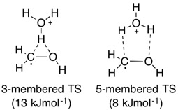 Transition states of hydrogen-bridged cations for isomerization mechanism of ionized methanol to methylene oxonium ion