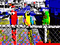 ZX Spectrum 256x192 example image Ara macao, Ara ararauna and Ara militaris.png