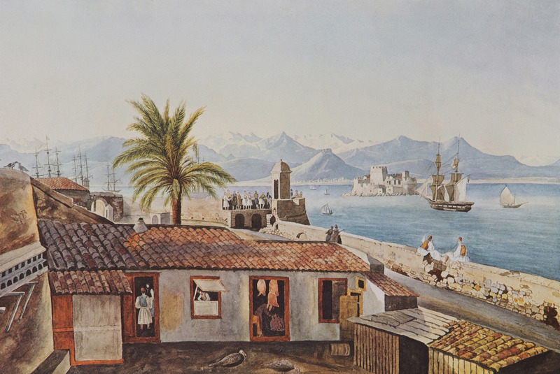 File:Nafplion The quarter of Hourmadia and the Bourdzi - Peytier Eugène - 1828-1836.jpg