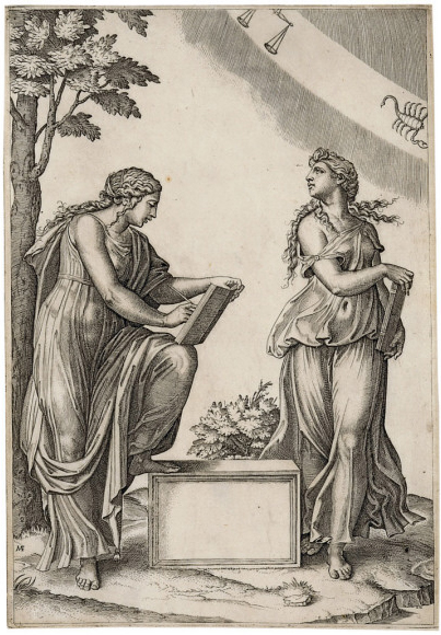 File:Marcantonio Raimondi - Two Women with the Signs of Libra and Scorpio.jpg