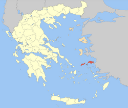 Location of Samos Prefecture in Greece