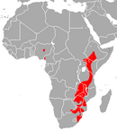 Botswana, Cameroon, Ivory Coast, Ethiopia, Guinea, Kenya, Liberia, Malawi, Mozambique, Nigeria, South Africa, South Sudan, Swaziland, Tanzania, Zambia, and Zimbabwe