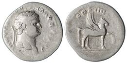 Silver denarius of Domitian with Pegasus on the reverse, dated 79–80 AD