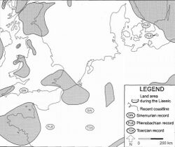 Early Jurassic paleogeographic map of northwest Europe with the occurrences of Agaleus.jpg