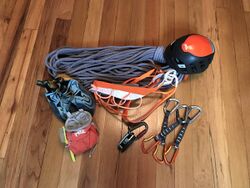 A photo of the equipment used for sport climbing